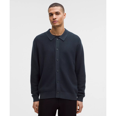 lululemon代购 Cotton-Blend Knit Collared Cardigan 针织开衫男