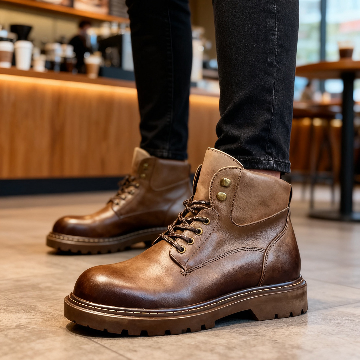 东北雪地靴皮毛一体男鞋冬加厚保暖高帮工装马丁靴纯羊毛大棉鞋MD