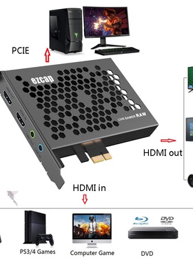 ezcap324B Live Gamer RAW PCI-E 4K高清视频游戏会议采集直播卡