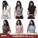修身 显瘦纯色半高领短款 上衣辣妹紧身短袖 AIRHOOD正肩美式 T恤夏季