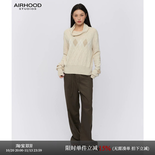 AIRHOOD 老钱风推推领菱形针织衫女修身羊毛衫秋冬季新款长袖上衣