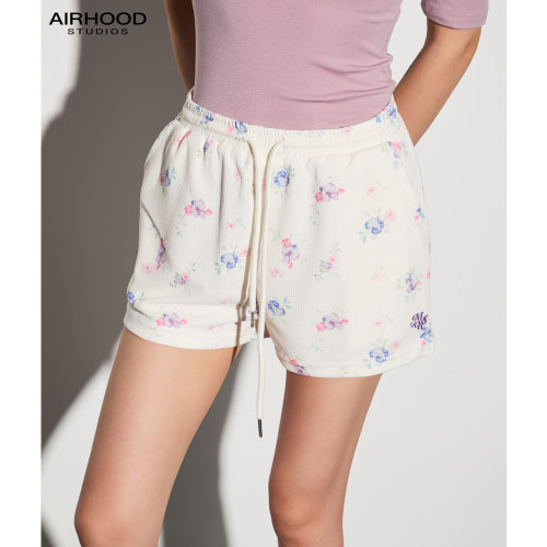AIRHOOD 温柔慵懒风碎花短裤女2026夏季松紧腰抽绳百搭运动休闲裤