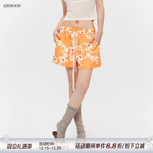 AIRHOOD 女 2025夏日沙滩风度假甜美多巴胺花瓣印花休闲百搭短裤