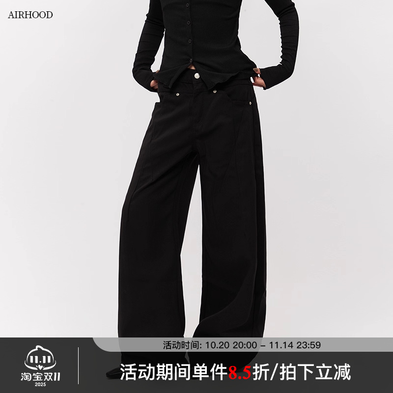 AIRHOOD 2025秋冬季美式复古阔腿裤女宽松直筒显瘦休闲情侣长裤子