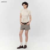 显瘦短袖 半高领修身 女正肩内搭纯欲紧身上衣夏 2025新中式 AIRHOOD