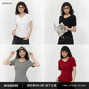 AIRHOOD 基础款白色v领短袖T恤女2025夏修身显瘦百搭正肩短款上衣