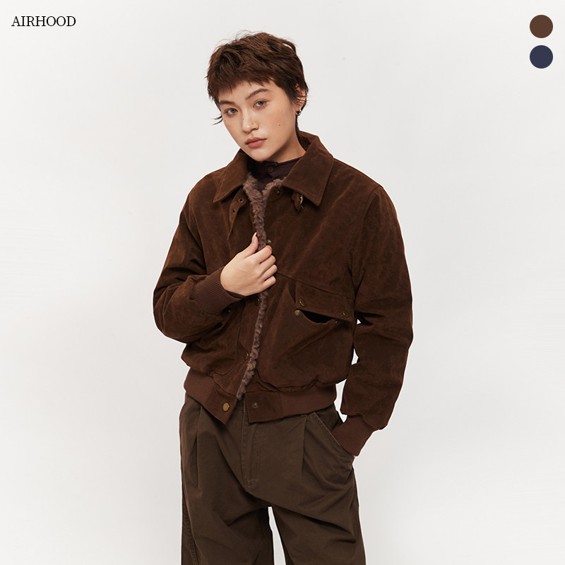 AIRHOOD 2025冬季美式复古短款加厚外套女加绒夹棉美拉德夹克棉服