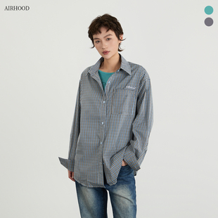 休闲长袖 AIRHOOD 女春季 子宽松衬衫 百搭情侣外套上衣 复古简约风格