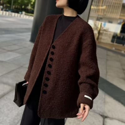 苏利羊毛！宽松阔版女士羊毛羊绒大衣外套中长款#7733