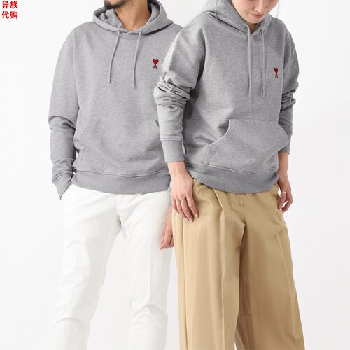 异族日本代购 AMI ALEXANDRE 2025春男女全棉连帽套头运动卫衣