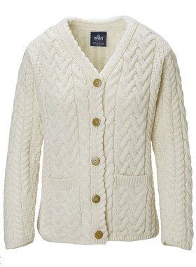 异族日本代购 aran WOOLLEN MILLS 2022秋女士全羊毛针织开衫毛衣