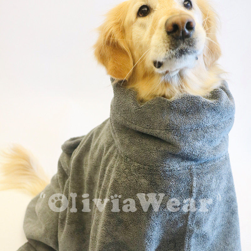 OliviaWear美亚热卖超细纤维柔软吸水宠物洗澡浴巾毛巾大狗浴袍