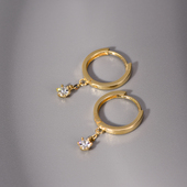 简约新款 日韩流行10K 14k黄金耳环女 潮闪亮六爪锆石彩金耳扣礼物