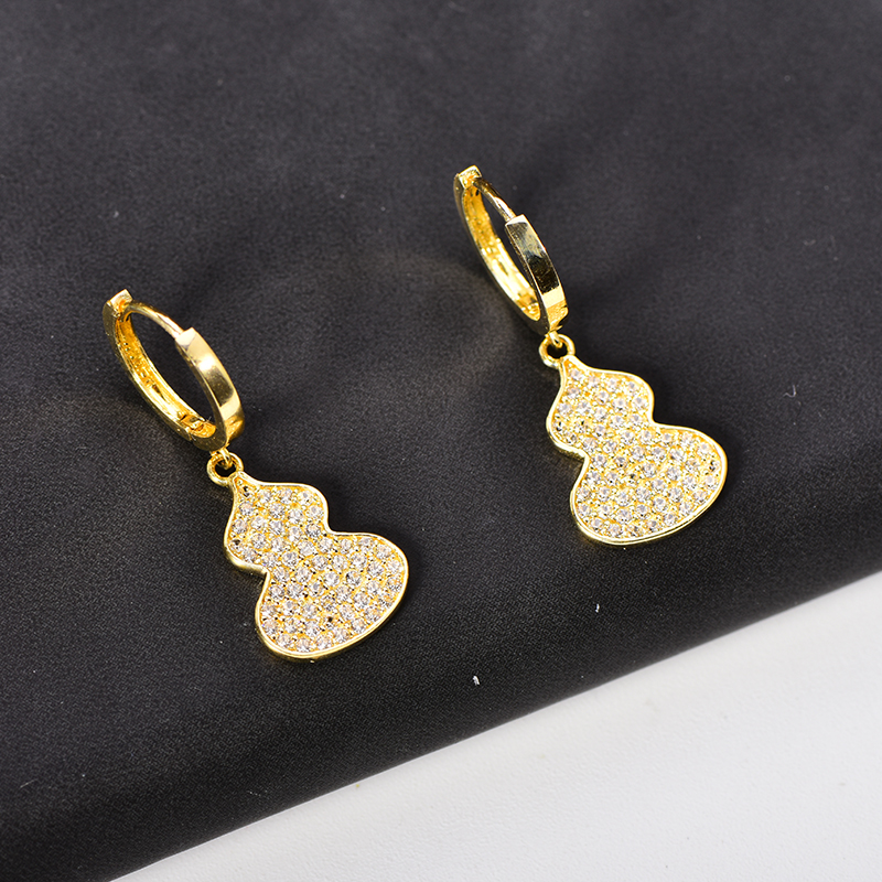 14K黄金耳环芦吊坠彩金耳扣