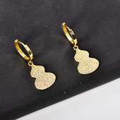 韩国流行10K 14K黄金耳环女 精致镶钻吊坠彩金耳扣潮女友礼物