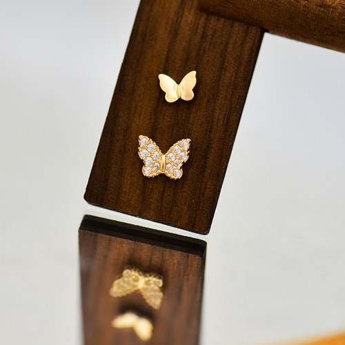 INNORE10k金镶钻蝴蝶耳钉ab款