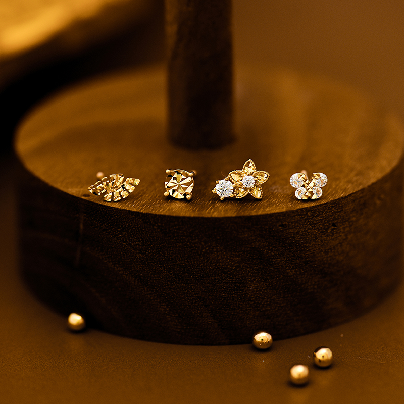 innore10k金五角星螺纹耳钉