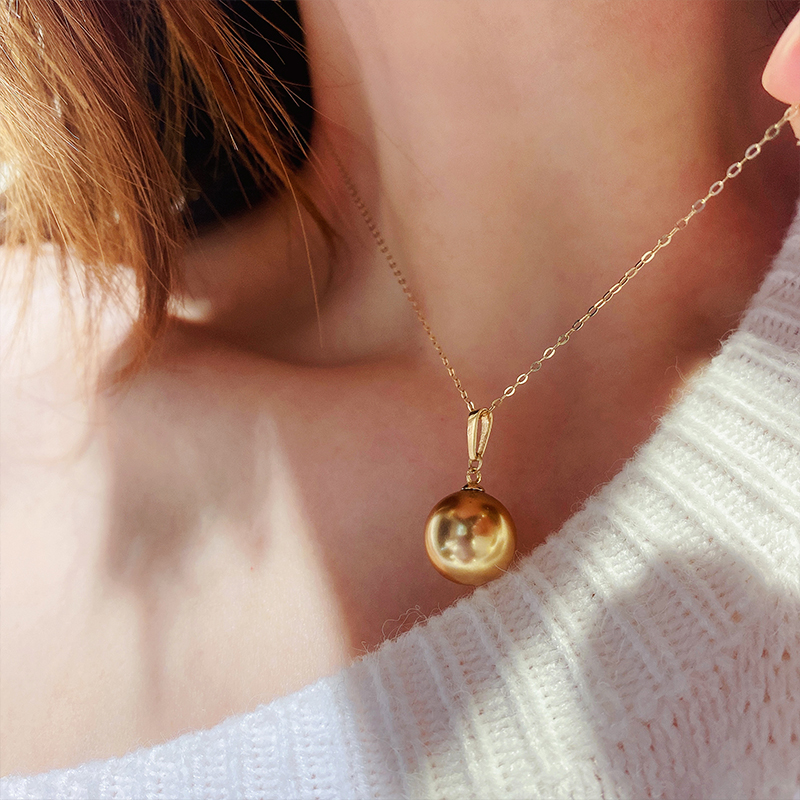 INNORE14k黄金金色珍珠吊坠