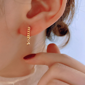 韩国流行10K 14K黄金耳环女 精致素金麻花金球转运珠耳扣潮礼物