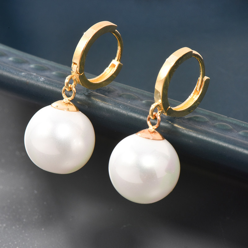 新款潮时尚个性贝珠彩金耳饰