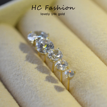 Korean 14K / 10K Gold Earrings with three prong Zircon Earrings and Earrings