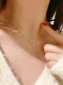 韩国流行韩国14K黄金项链女 超闪锆石爱心吊坠短款 颈链锁骨链女