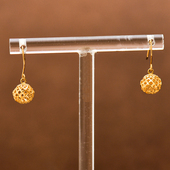 高级韩国流行流行10K 闪爆款 14K金耳环耳钩 镂空切面圆球耳钉