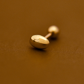 韩国流行10K黄金耳钉女 金豆豆螺纹耳饰通体K金睡觉不用摘单只