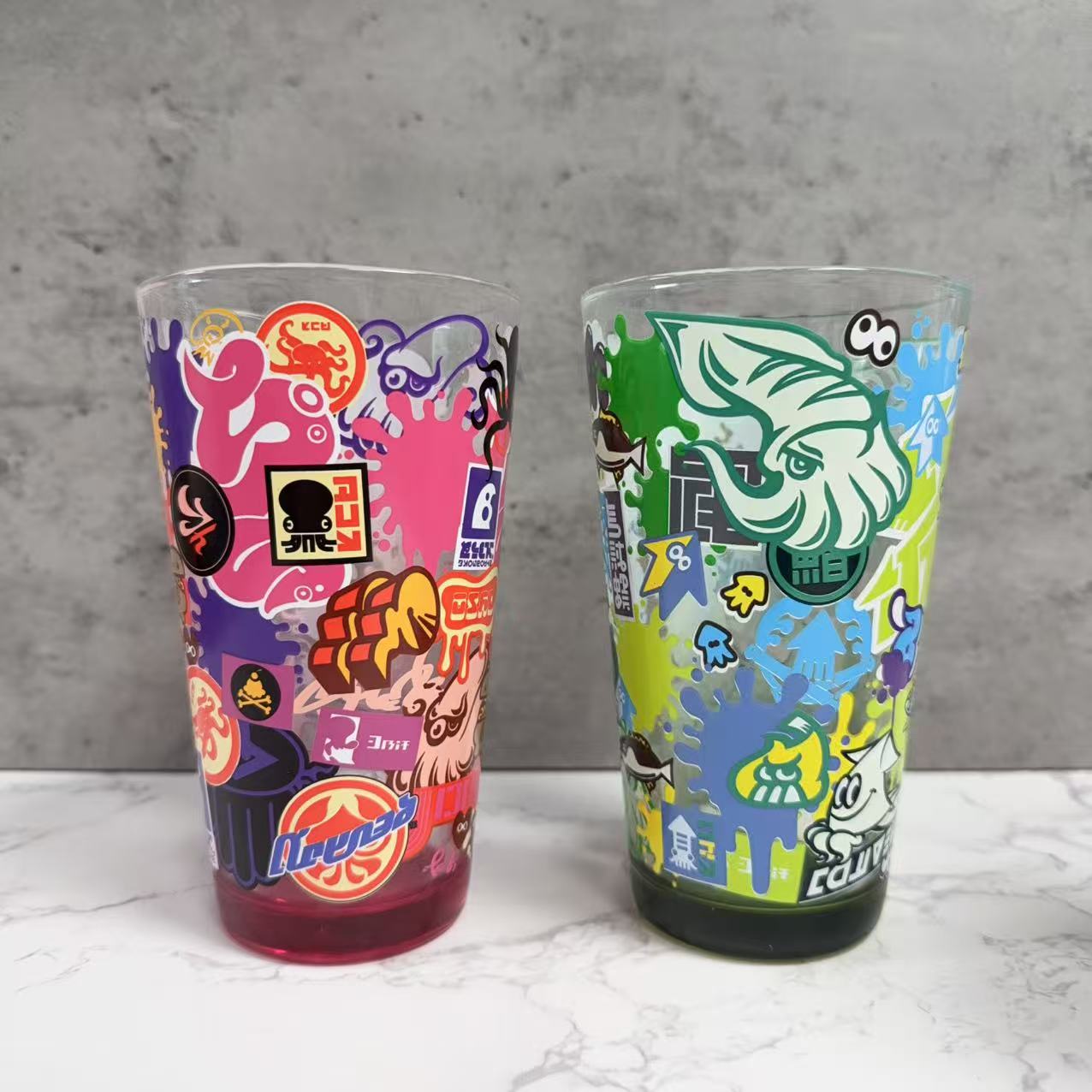 喷射战士彩绘玻璃杯任天堂正版微瑕斯普拉遁周边收藏品水杯啤酒杯