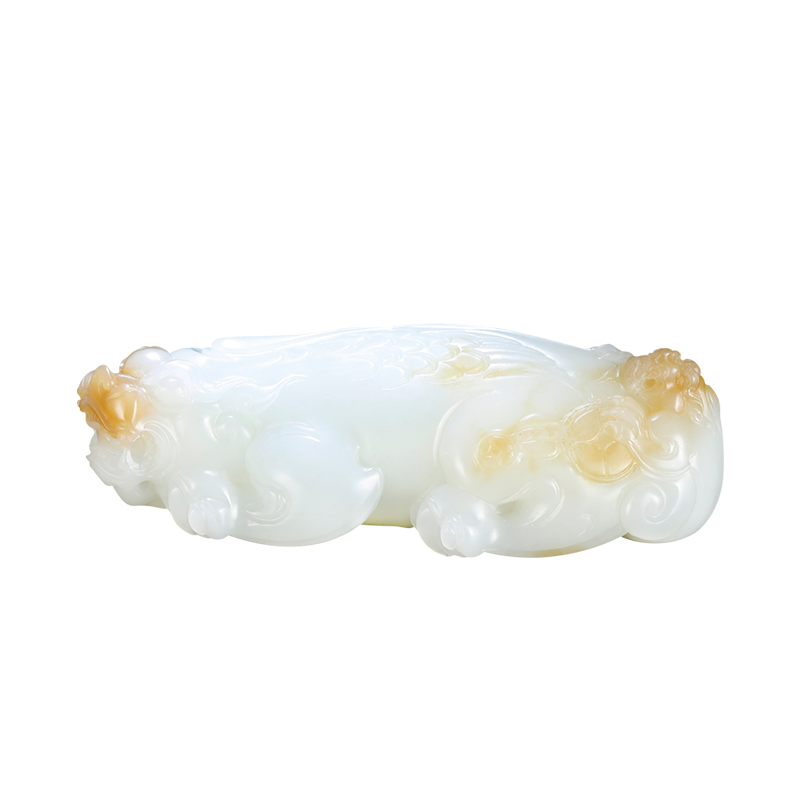 玉友和田玉糖羊脂白玉貔貅手把件