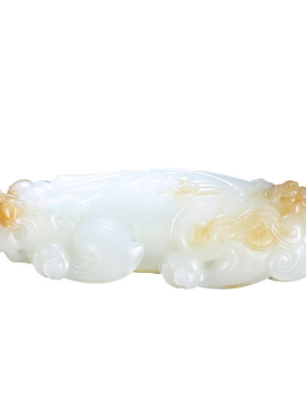 玉友和田玉糖羊脂白玉貔貅手把件
