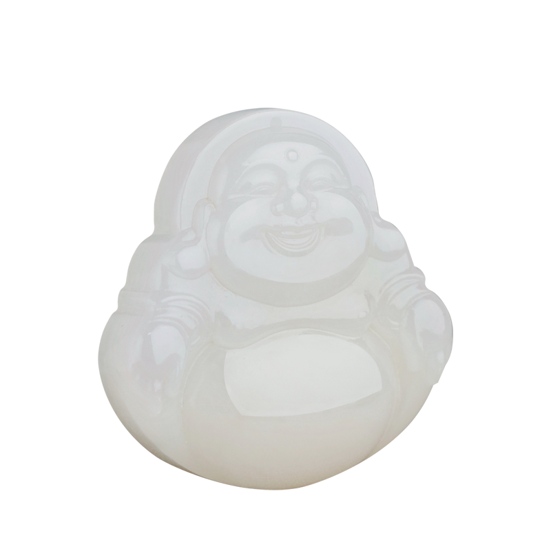 玉友和田玉藕粉佛公吊坠挂件孤品