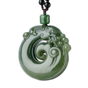 玉友和田玉青绿生肖龙吊坠男女款玉坠龙行天下玉石玉器挂件附证书