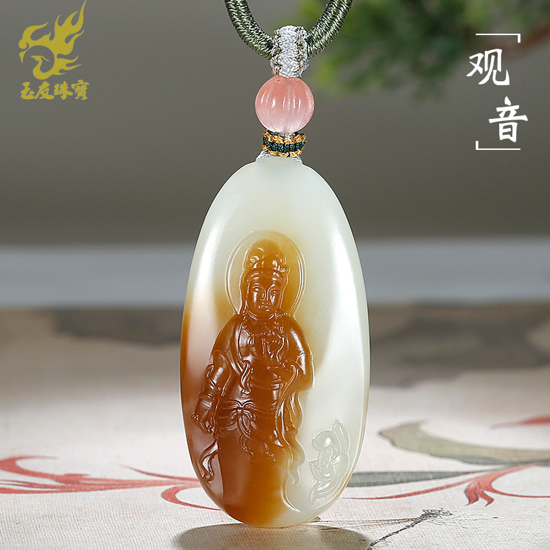 和田玉观音吊坠男款玉坠