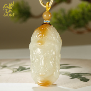 玉友和田玉不动明王头像吊坠男女款 玉坠生肖鸡本命佛玉石玉器挂件