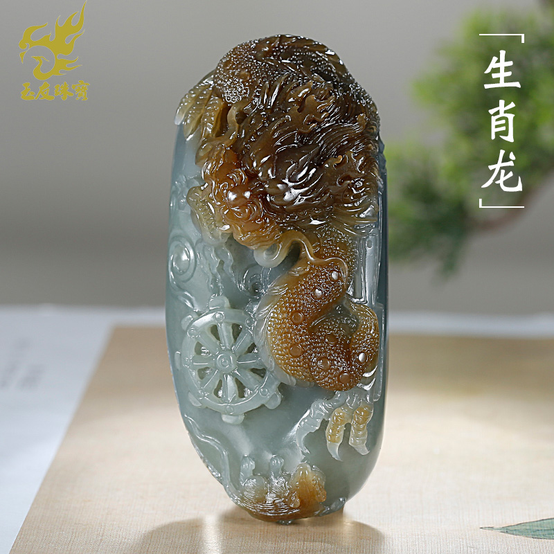 和田玉生肖龙手把件男款