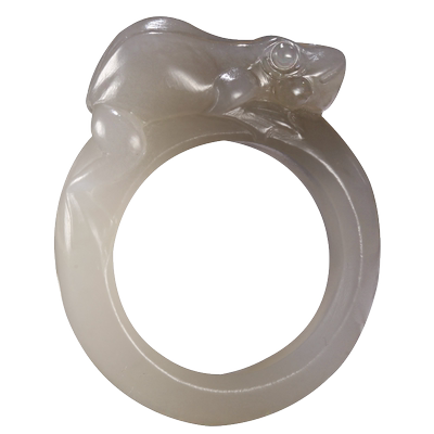 玉友和田玉青蛙扳指紫气东来戒指