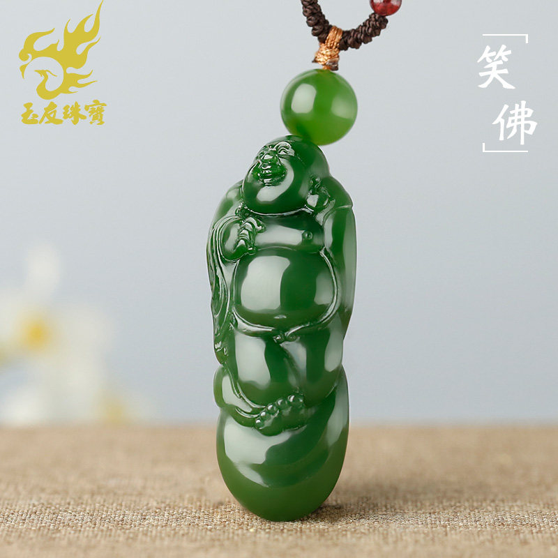 玉友和田玉碧玉站佛公吊坠女士款布袋佛玉坠玉佩玉石玉器挂件孤品