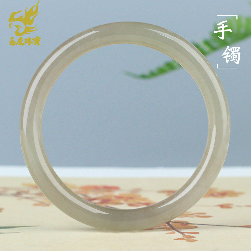 玉友和田玉手镯女款玉镯子淡冰粉紫细条小圈富贵玉镯子内径约52mm