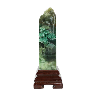 玉友独山玉印章天蓝绿白山水章坯工艺品家居饰品商务礼品附证书DY