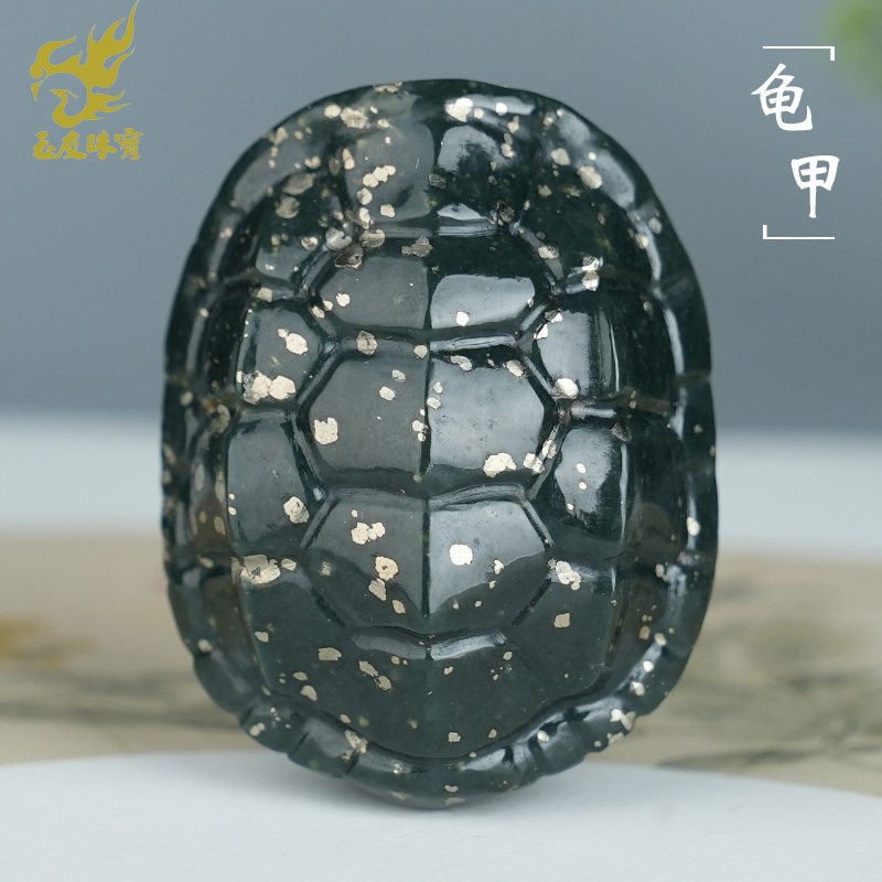 玉友和田玉龟甲手把件男款青玉乌龟壳立体富贵玉石把玩件附证书
