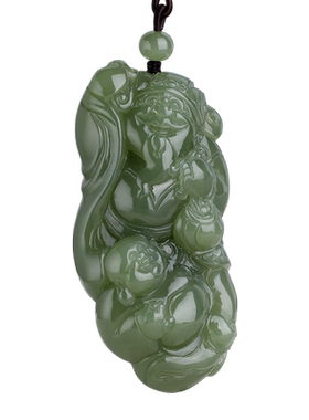 玉友和田玉冰油青佛公财神把件