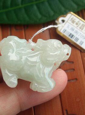 70941天然A货翡翠玉 立体款玉麒麟吊坠 缅甸玉实物拍图玉琳阁翡翠