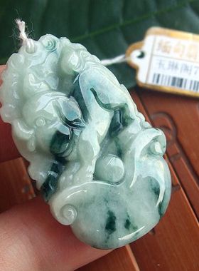 71095缅甸玉 天然A货翡翠玉 生肖猪吊坠牌 实物拍图 玉琳阁珠宝