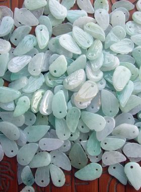 20478翡翠玉叶子 DIY小配件 天然A货翡翠玉 缅甸玉玉树叶叶子配件