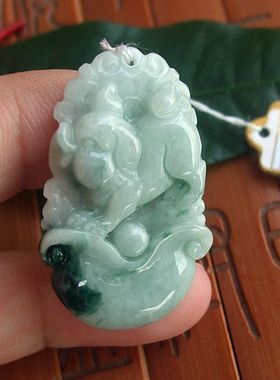 71092缅甸玉 天然A货翡翠玉 生肖猪吊坠牌 实物拍图 玉琳阁珠宝