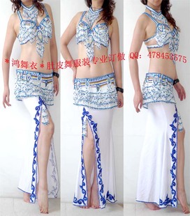 高贵圣洁精绣 白77肚皮舞蹈服专业量身订做 套装 鸿舞衣