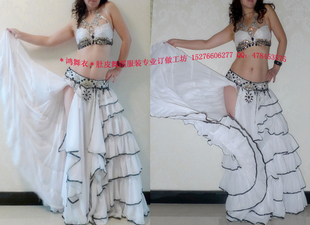高贵圣洁精绣 白78肚皮舞蹈服专业量身订做 鸿舞衣