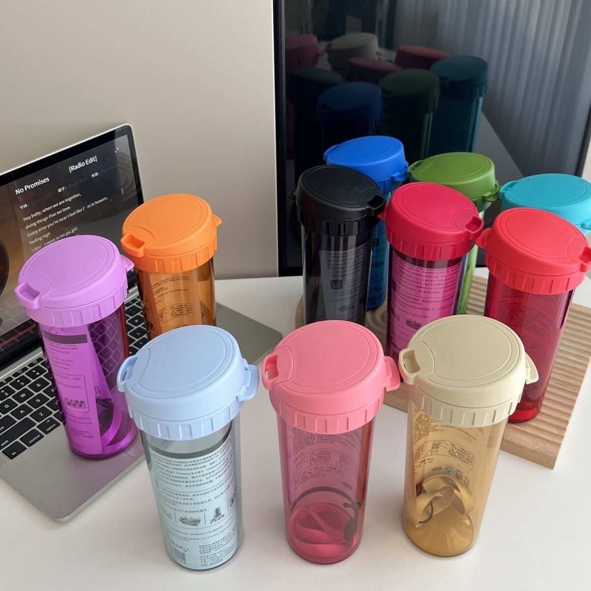 特*百惠简约塑料男女随身便携杯大容量杯夏季茶杯茶韵带茶隔500ml