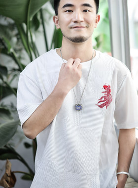 原创短袖短袖古阿新刺绣